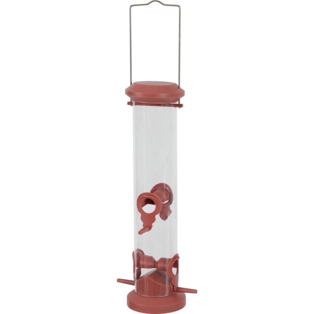 Mangeoire silo à graines, rouge terra, hauteur 44 cm pour oiseaux - Imagen 2