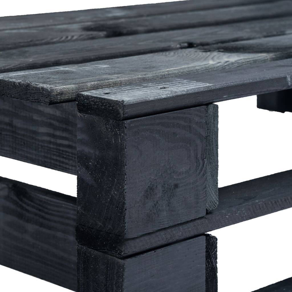 Helloshop26 - Banc de jardin meuble de patio d'extérieur terrasse d'angle palette de jardin 110 x 65 x 55 cm bois noir - Imagen 4