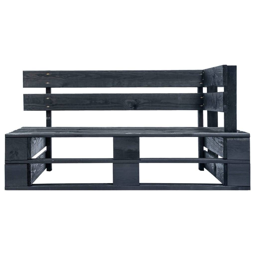 Helloshop26 - Banc de jardin meuble de patio d'extérieur terrasse d'angle palette de jardin 110 x 65 x 55 cm bois noir - Imagen 2