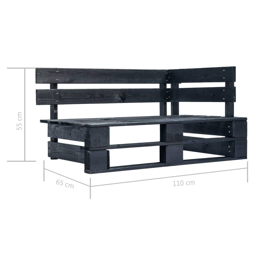 Helloshop26 - Banc de jardin meuble de patio d'extérieur terrasse d'angle palette de jardin 110 x 65 x 55 cm bois noir - Imagen 5