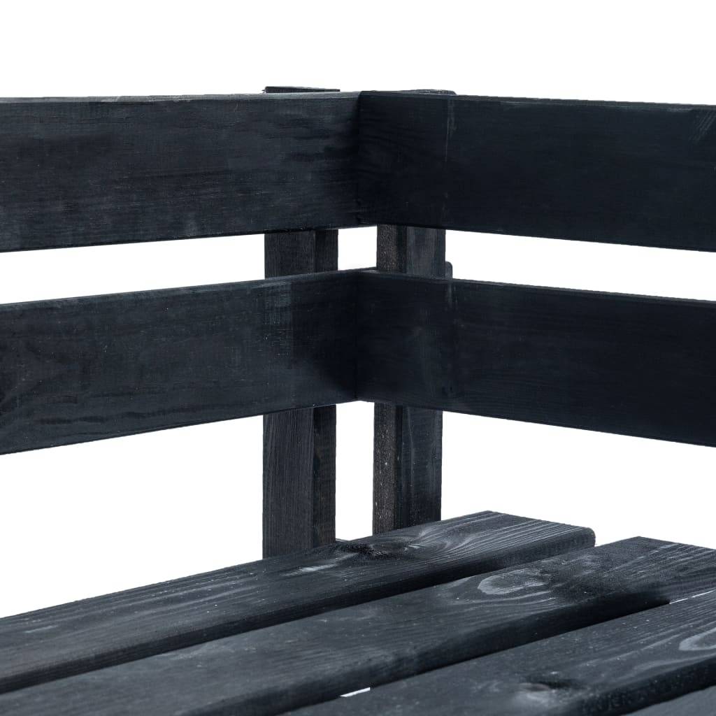 Helloshop26 - Banc de jardin meuble de patio d'extérieur terrasse d'angle palette de jardin 110 x 65 x 55 cm bois noir - Imagen 3