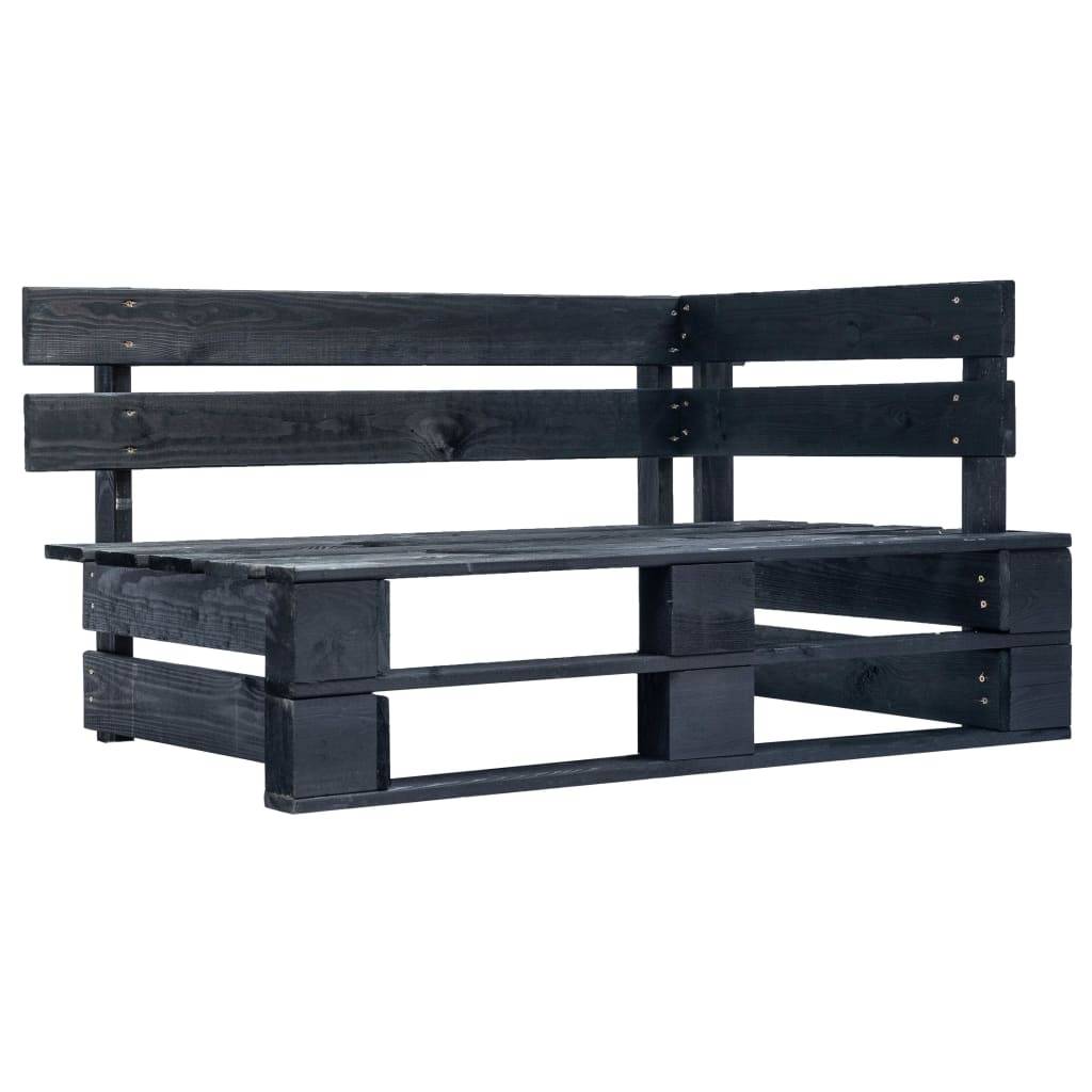 Helloshop26 - Banc de jardin meuble de patio d'extérieur terrasse d'angle palette de jardin 110 x 65 x 55 cm bois noir - Imagen 1
