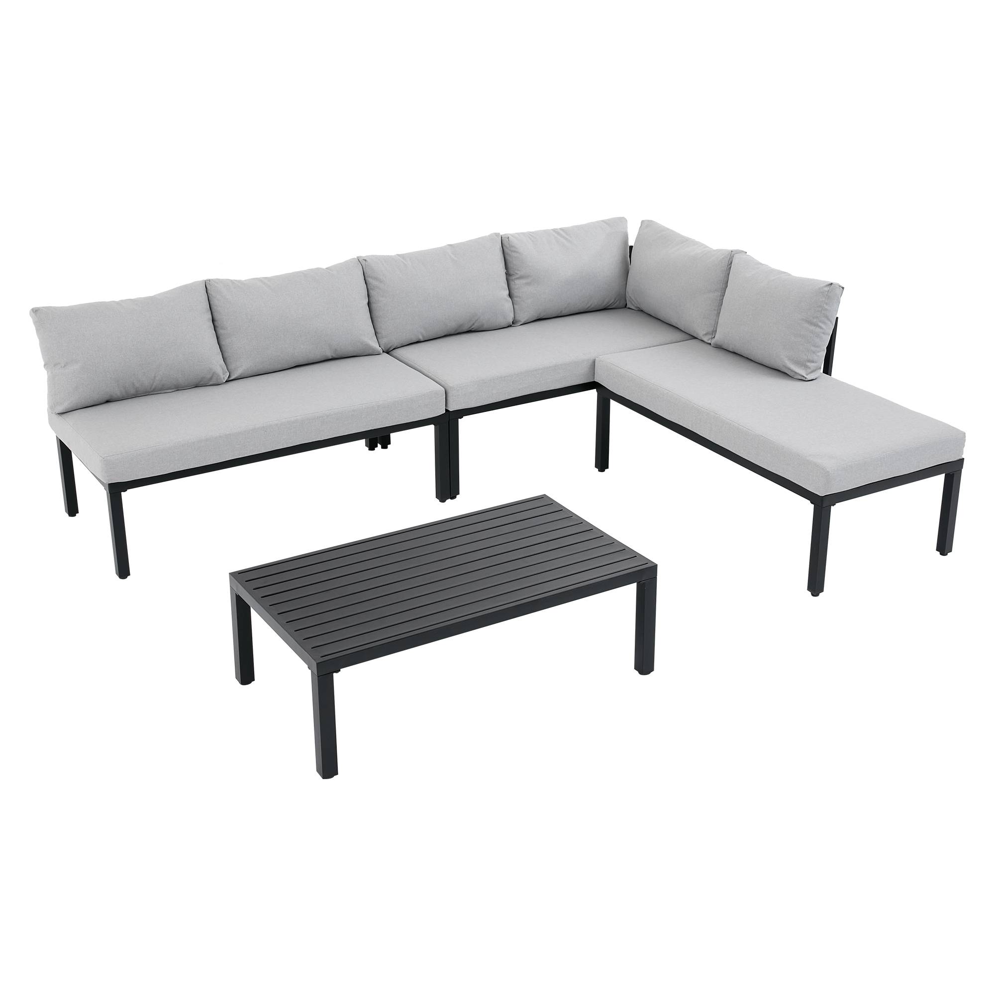 Salon de jardin modulable en acier galvanisé pour terrasse 6 places gris - ComfortXL Outdoor Living - Image 2