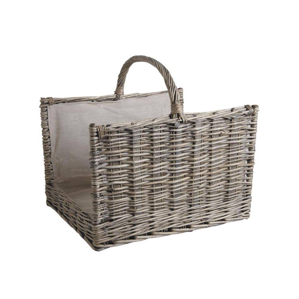 Aubry Gaspard - Paniers à bûches en osier gris et jute (lot de 2) Rectangulaire - Image 2