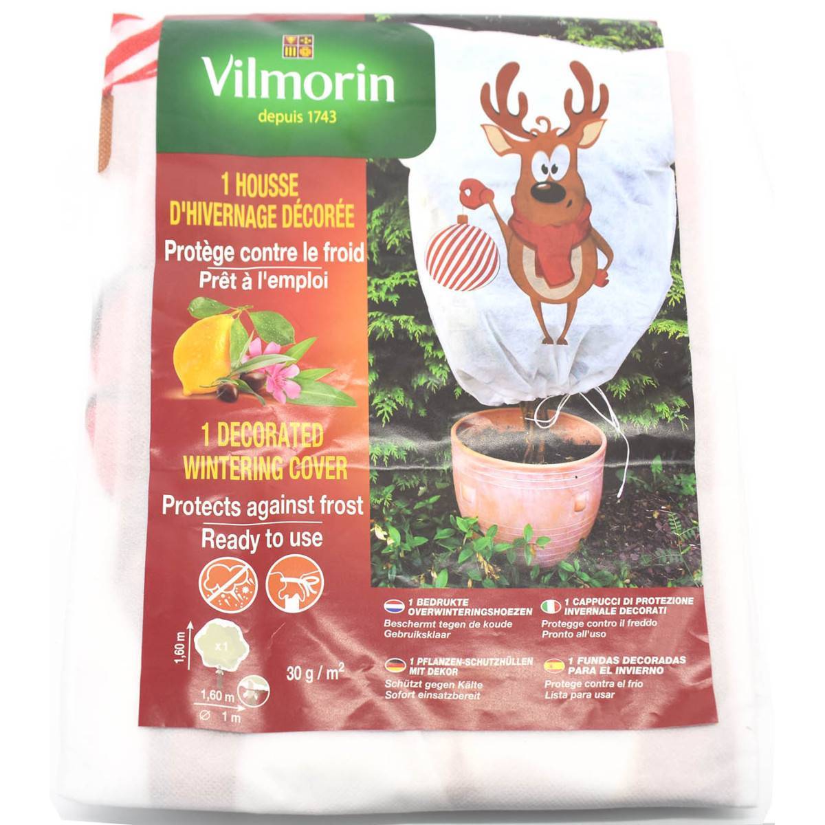 Vilmorin - Housse d'hivernage RENNE 30 g/m² 1.60m x 1m avec lien
