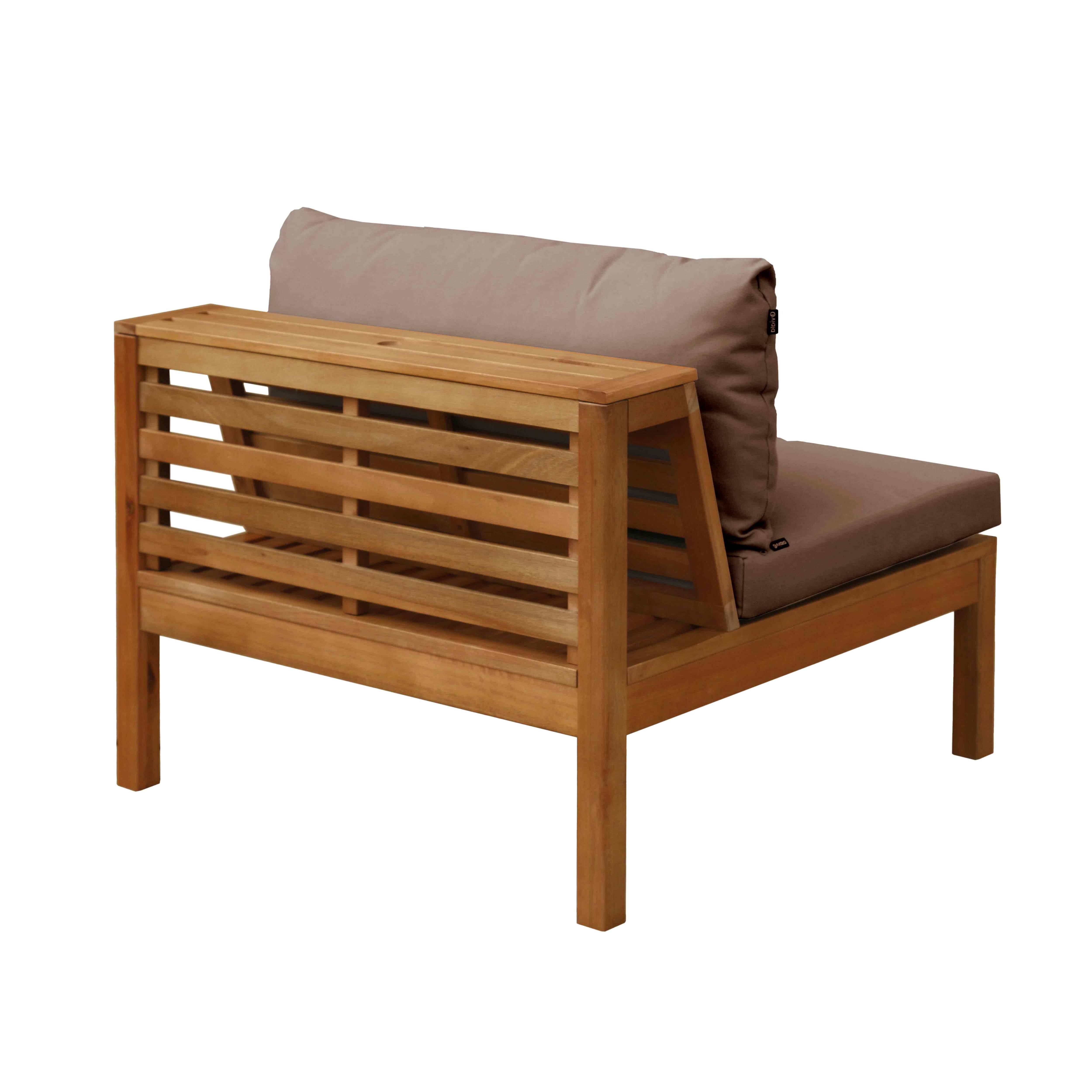 Oviala - Fauteuil de jardin bas en bois d'eucalyptus taupe Maupiti - Oviala - Imagen 6