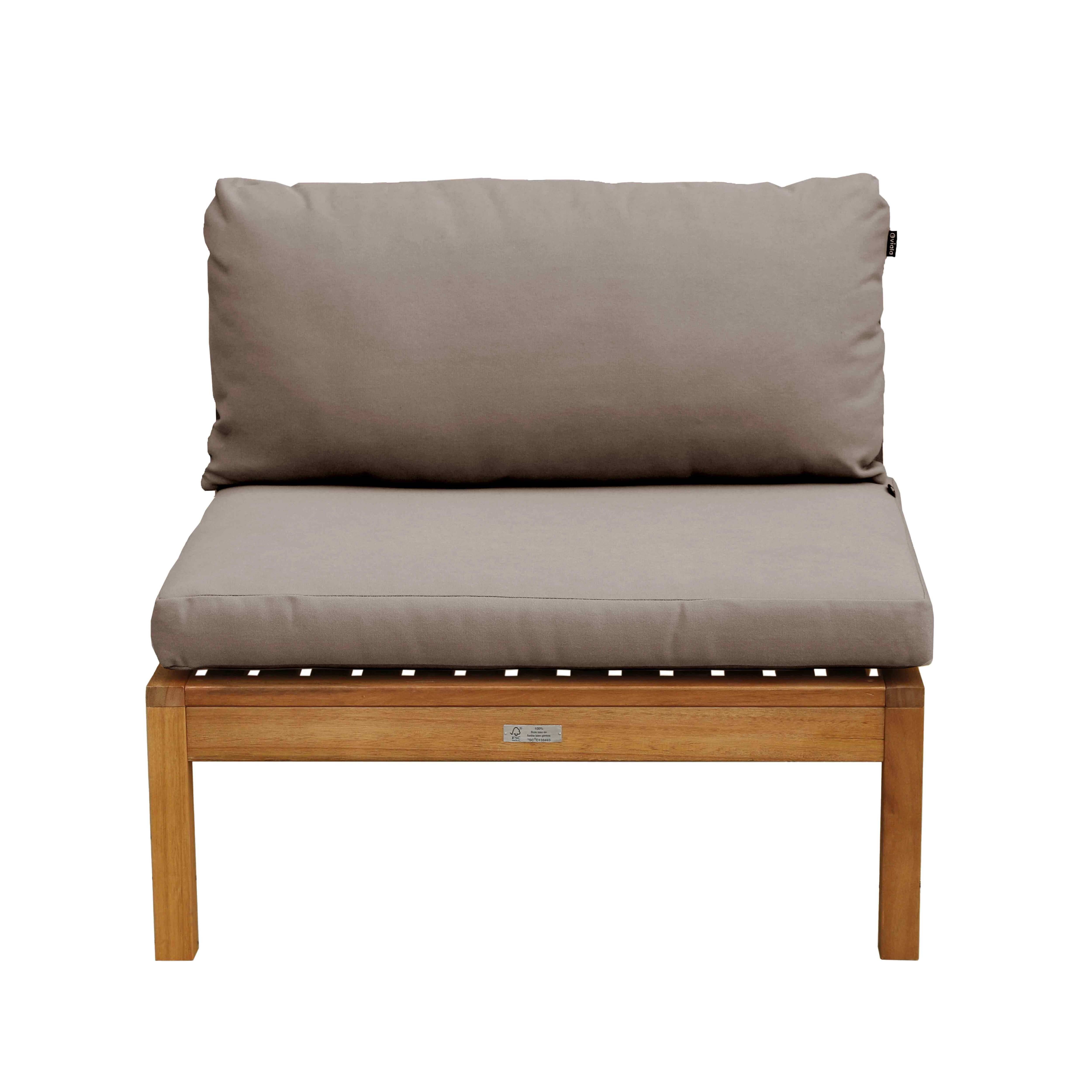 Oviala - Fauteuil de jardin bas en bois d'eucalyptus taupe Maupiti - Oviala - Imagen 4