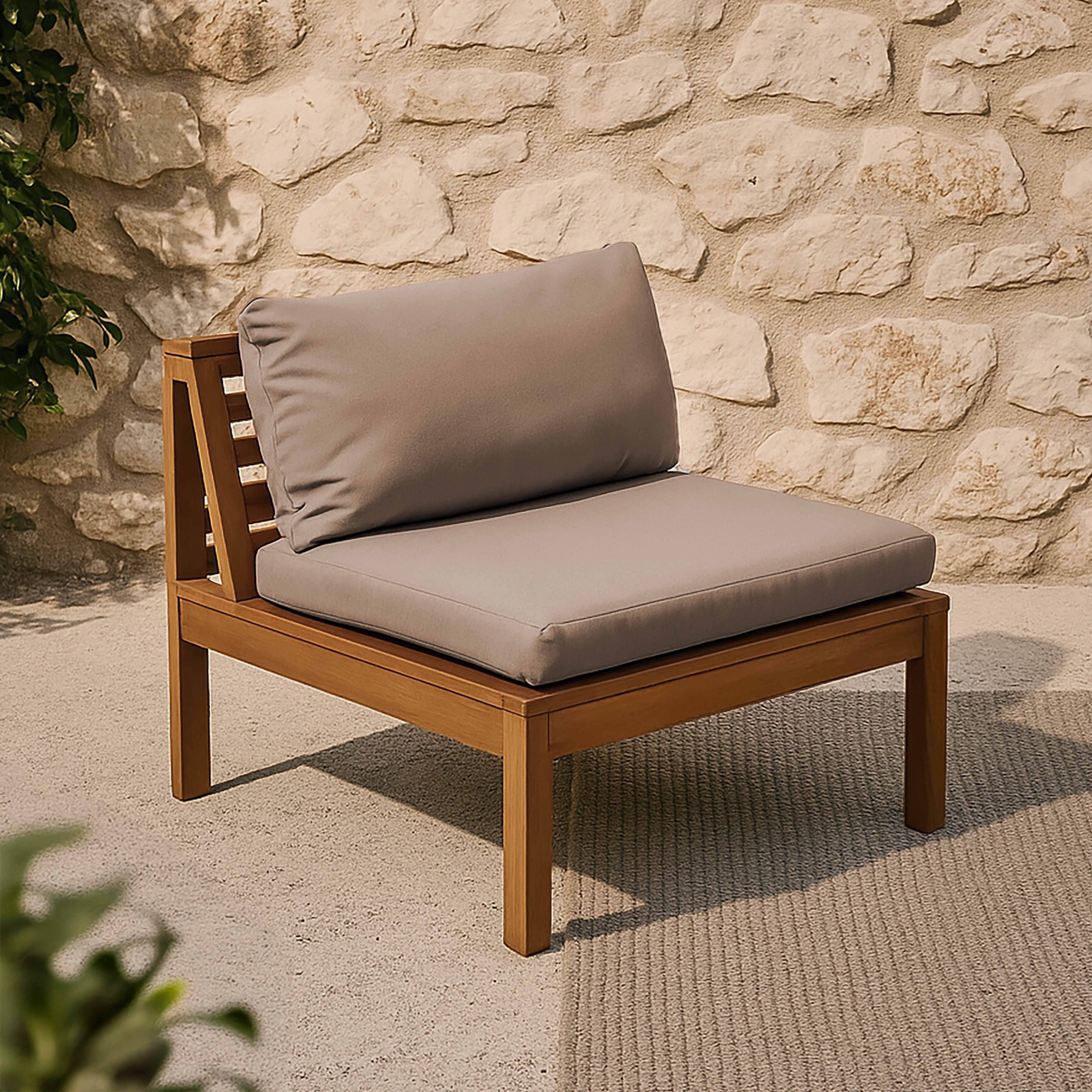Oviala - Fauteuil de jardin bas en bois d'eucalyptus taupe Maupiti - Oviala - Imagen 2