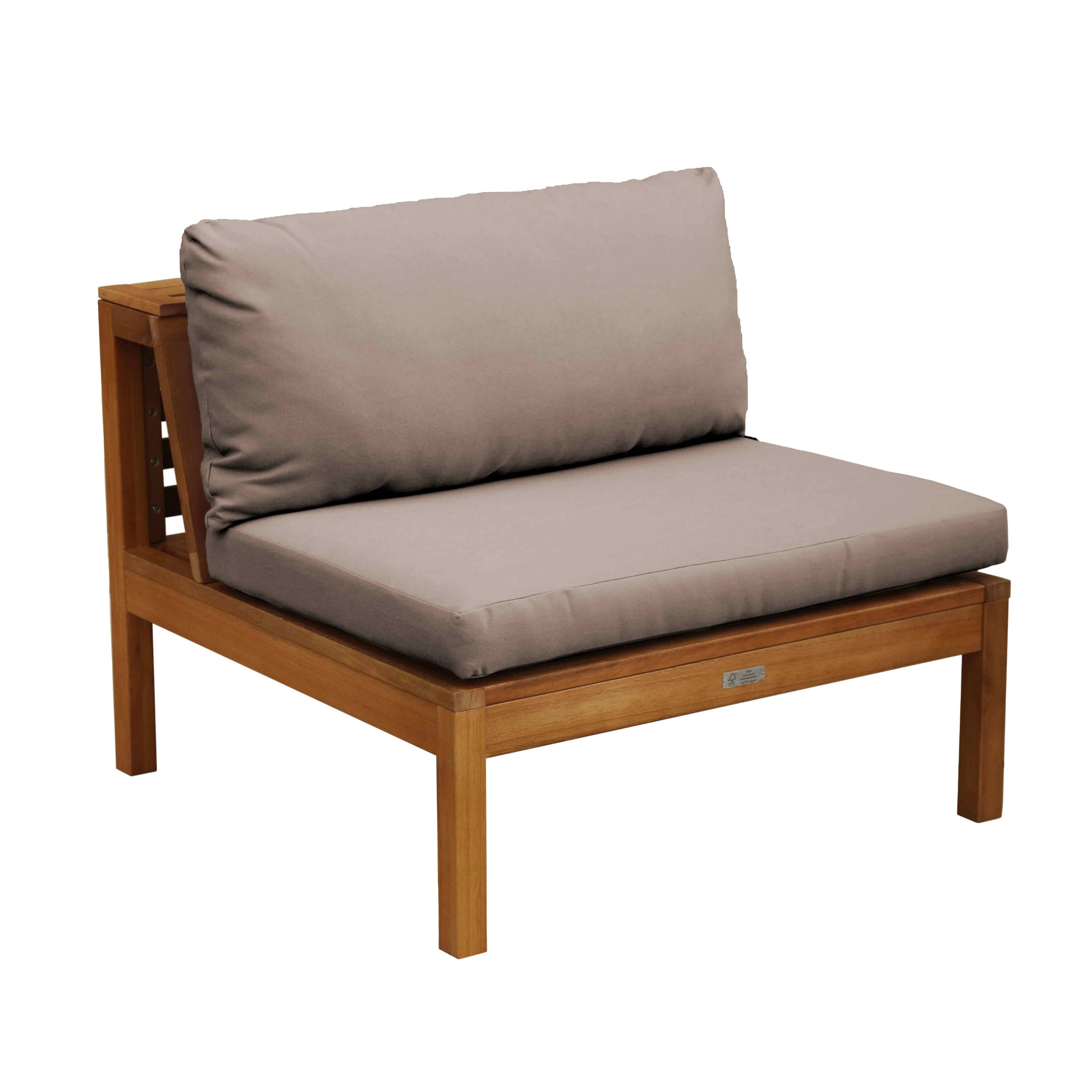 Oviala - Fauteuil de jardin bas en bois d'eucalyptus taupe Maupiti - Oviala - Imagen 1