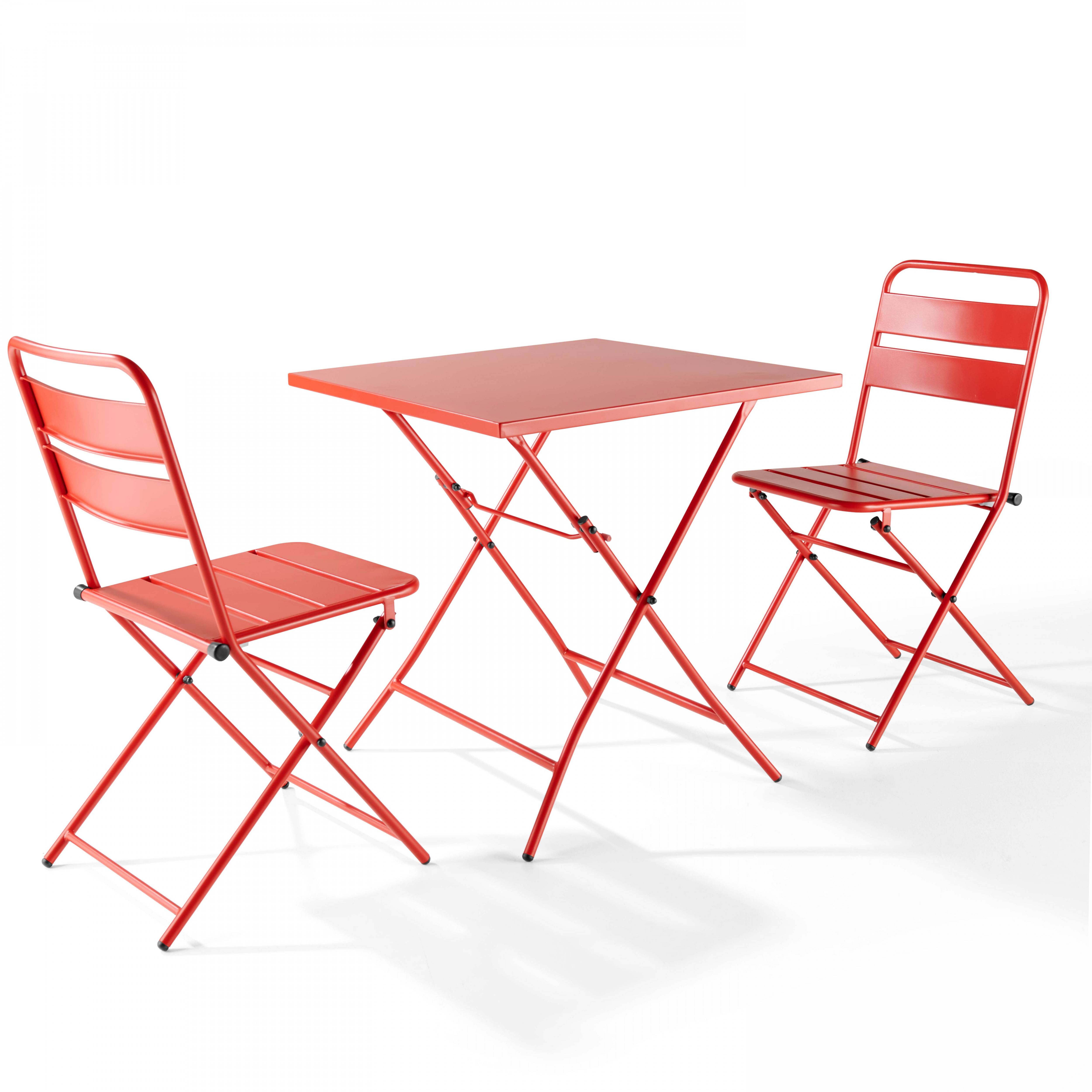 Oviala - Table de jardin pliante carrée en acier 70 cm 4 places rouge Palavas - Oviala - Image 4