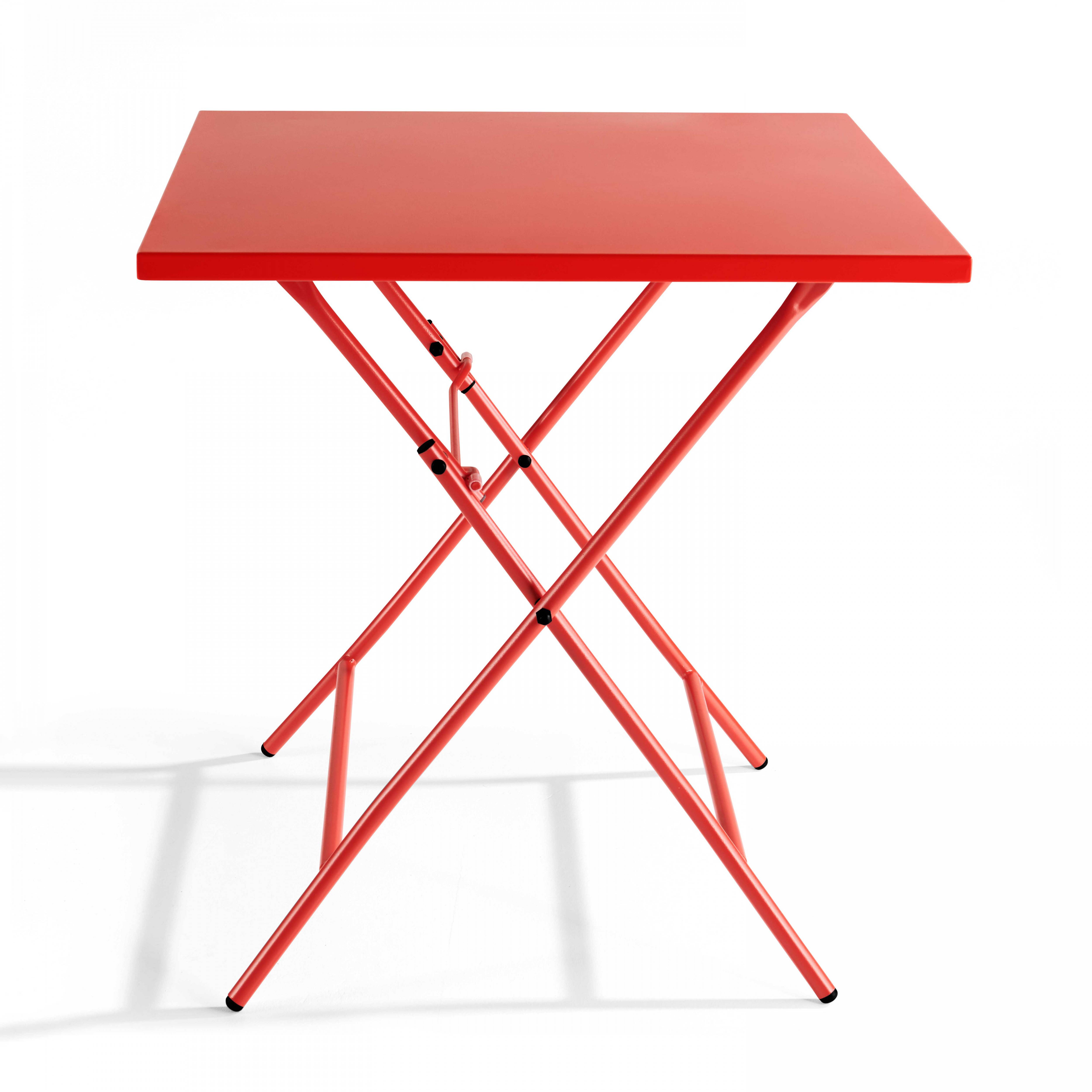 Oviala - Table de jardin pliante carrée en acier 70 cm 4 places rouge Palavas - Oviala - Image 2