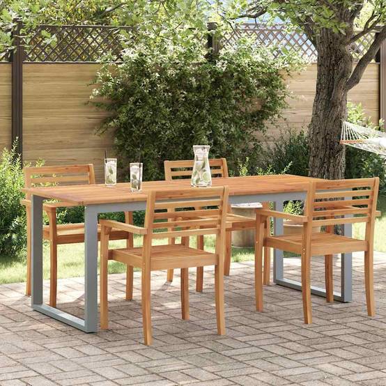 Très Grande Table de Jardin 200cm pour 8 Personnes, Bois d'Acacia Massif et Structure Acier – ComfortXL Outdoor Living - Image 1