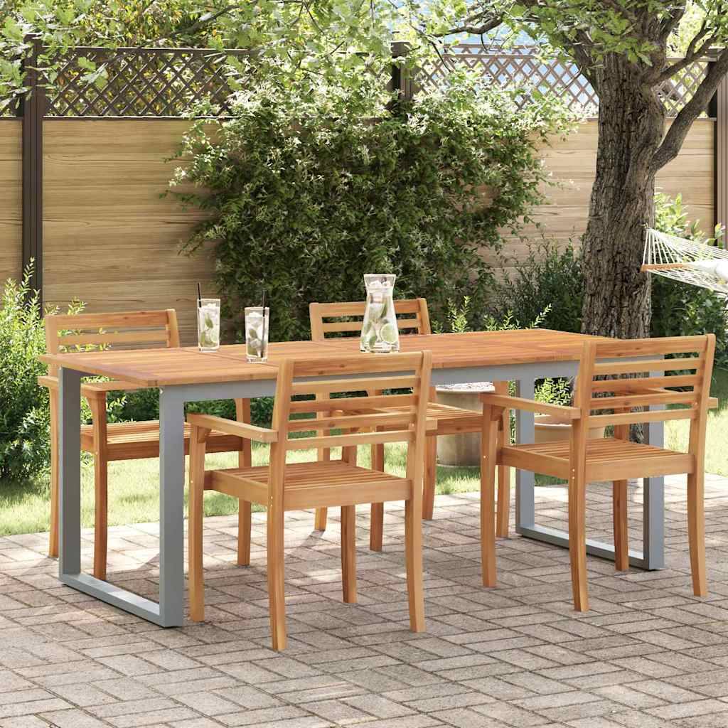 Très Grande Table de Jardin 200cm pour 8 Personnes, Bois d'Acacia Massif et Structure Acier – ComfortXL Outdoor Living - Image 1
