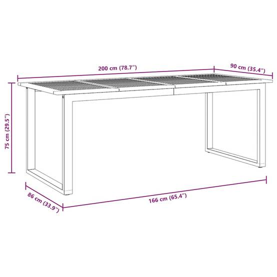 Très Grande Table de Jardin 200cm pour 8 Personnes, Bois d'Acacia Massif et Structure Acier – ComfortXL Outdoor Living - Image 8