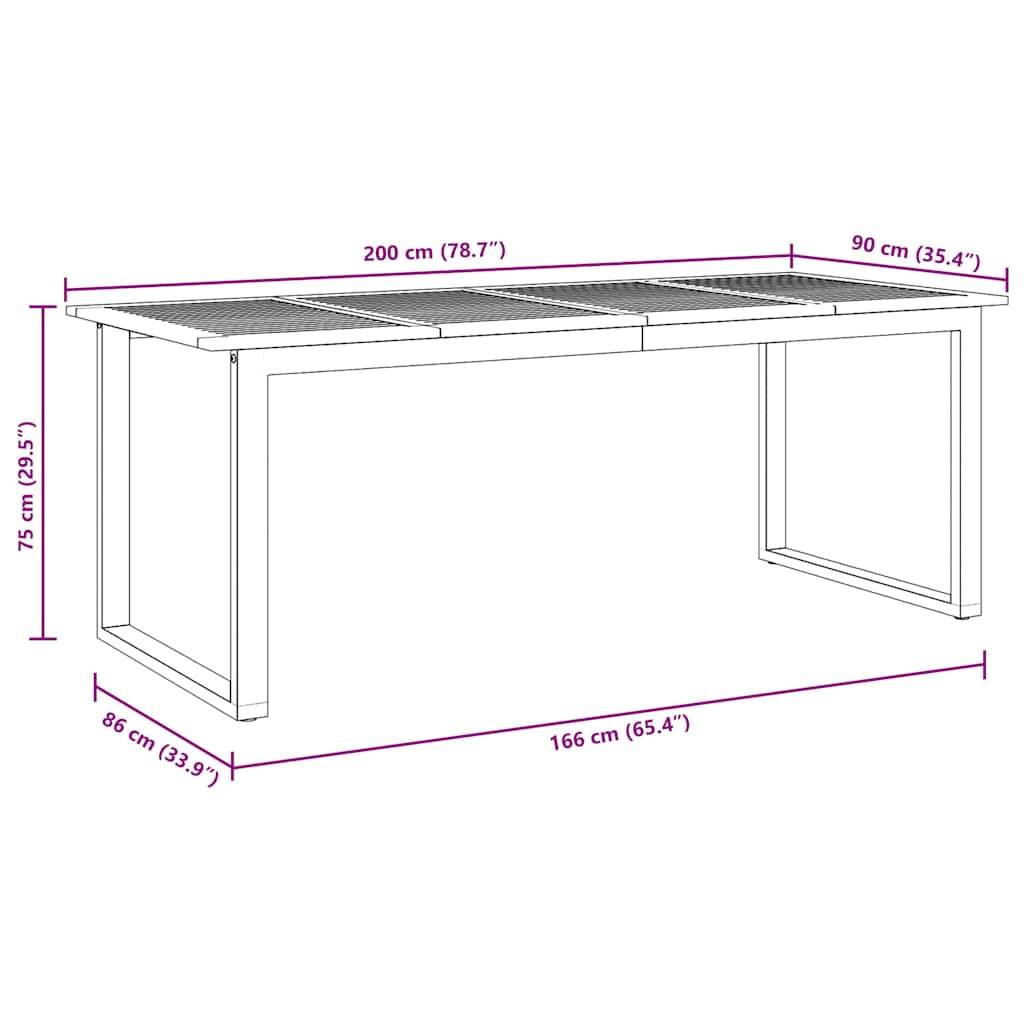 Très Grande Table de Jardin 200cm pour 8 Personnes, Bois d'Acacia Massif et Structure Acier – ComfortXL Outdoor Living - Image 8