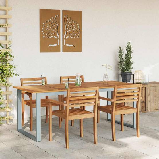 Très Grande Table de Jardin 200cm pour 8 Personnes, Bois d'Acacia Massif et Structure Acier – ComfortXL Outdoor Living - Image 4