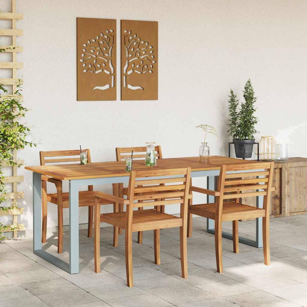 Très Grande Table de Jardin 200cm pour 8 Personnes, Bois d'Acacia Massif et Structure Acier – ComfortXL Outdoor Living - Image 4
