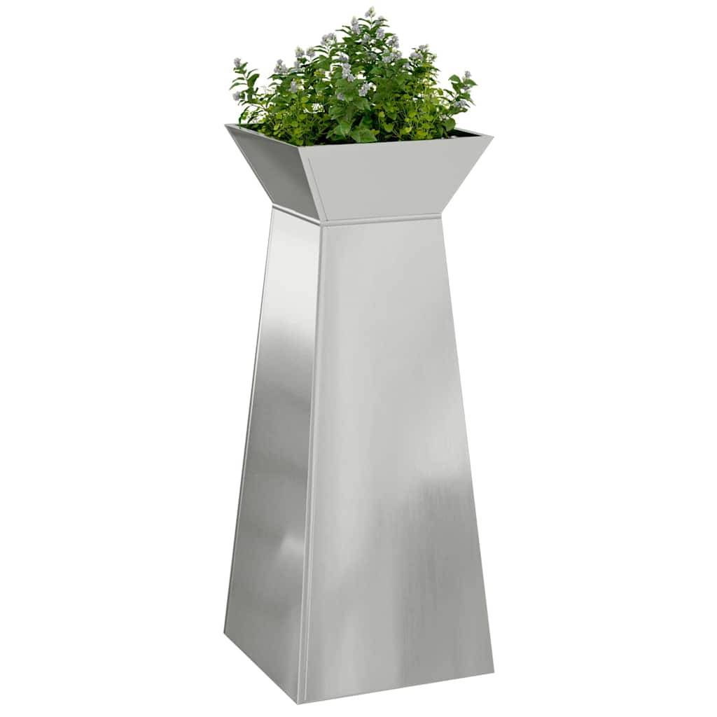 ComfortXL - Lot de 2 Bacs à Fleurs Hauts Design Pilier, Jardinière Colonne en Acier Argenté 100cm – ComfortXL Outdoor Living - Image 3