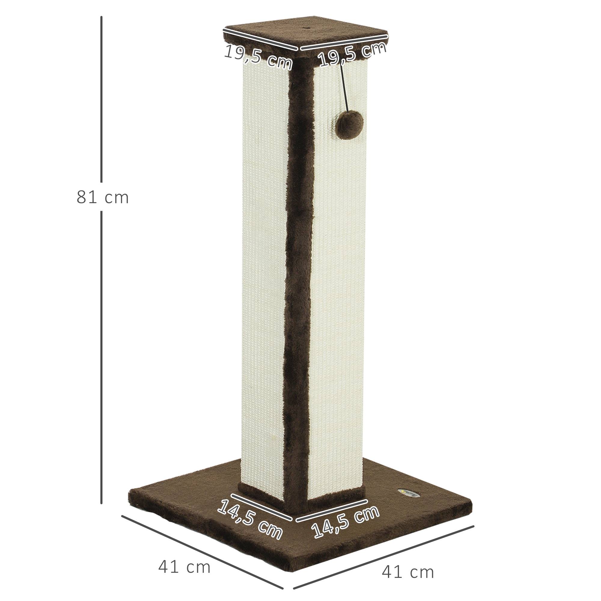 Poteau Griffoir Haut pour Chat 81 cm en Sisal avec Balle de Jeu et Base Stable Marron - ComfortXL Outdoor Living - Image 5