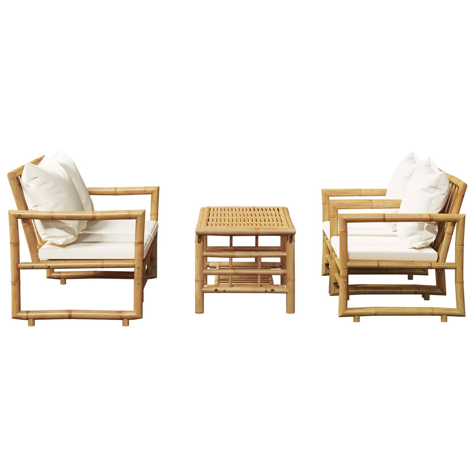 Vidaxl - Salon de jardin 4 pcs avec coussins Bambou vidaXL 43159 - Image 8