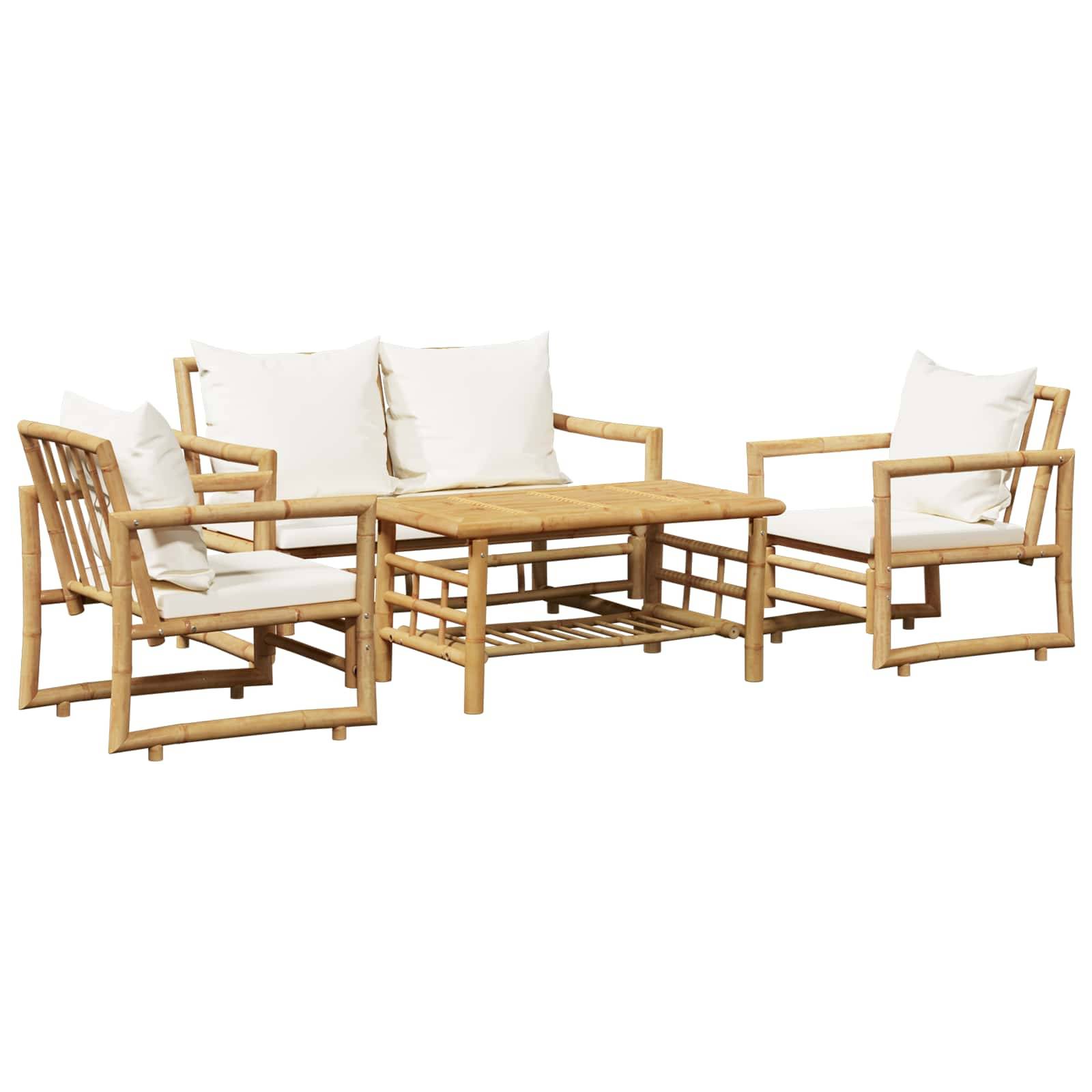 Vidaxl - Salon de jardin 4 pcs avec coussins Bambou vidaXL 43159 - Image 2