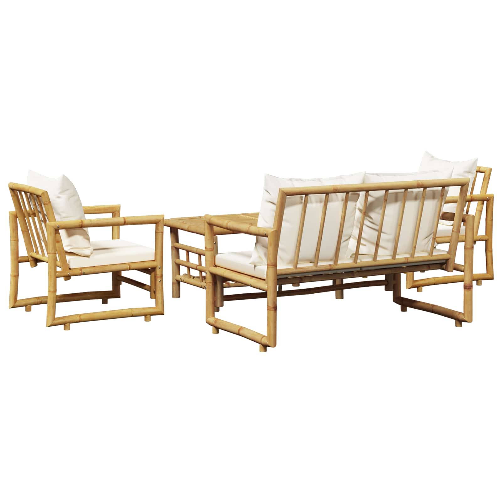 Vidaxl - Salon de jardin 4 pcs avec coussins Bambou vidaXL 43159 - Image 9