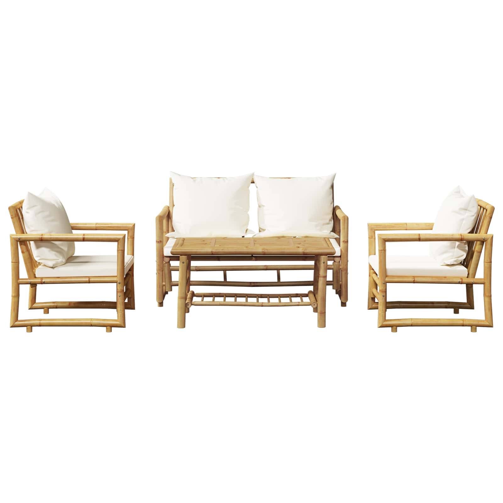 Vidaxl - Salon de jardin 4 pcs avec coussins Bambou vidaXL 43159 - Image 7