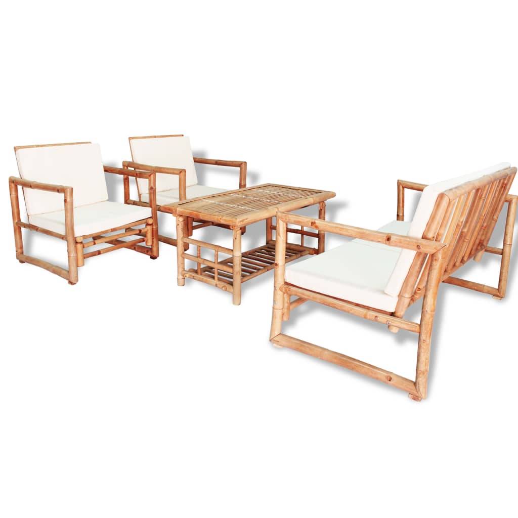Vidaxl - Salon de jardin 4 pcs avec coussins Bambou vidaXL 43159