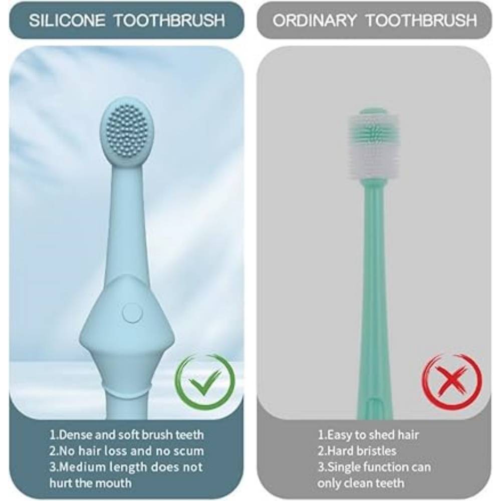Lot De 2 Brosses À Dents Silicone Poisson Os Vert Pour Chiens Et Chats - Image 4