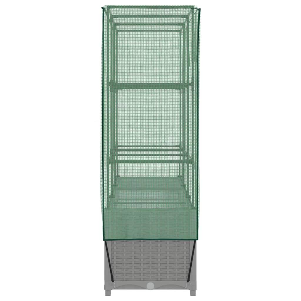 ComfortXL - Grand bac potager sur pieds 120cm avec serre aspect rotin Gris - ComfortXL Outdoor Living - Image 5