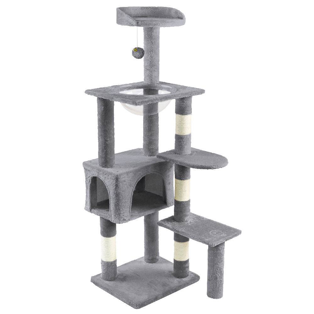 Vounot - Arbre à chat 138cm avec capsule spatiale, griffoir, niche et plateforme - Gris - Arbre à grimper pour chats - VOUNOT® - Image 1