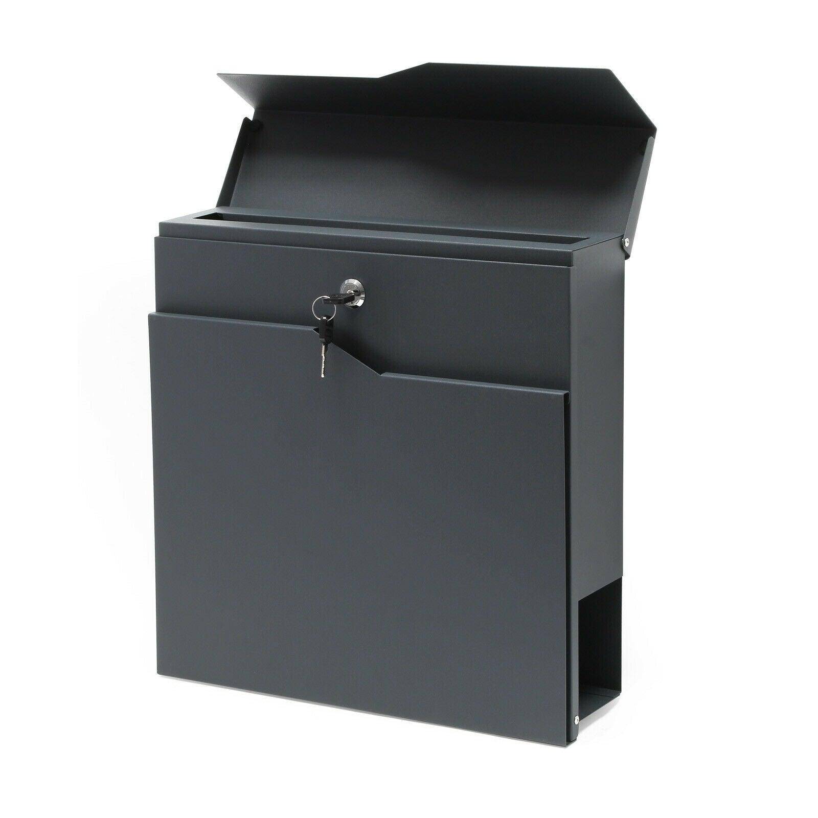 Helloshop26 - Boite aux lettres design fixation mural porte journal revues acier galvanisé 37 x 37 x 10,5 cm anthracite - Imagen 2