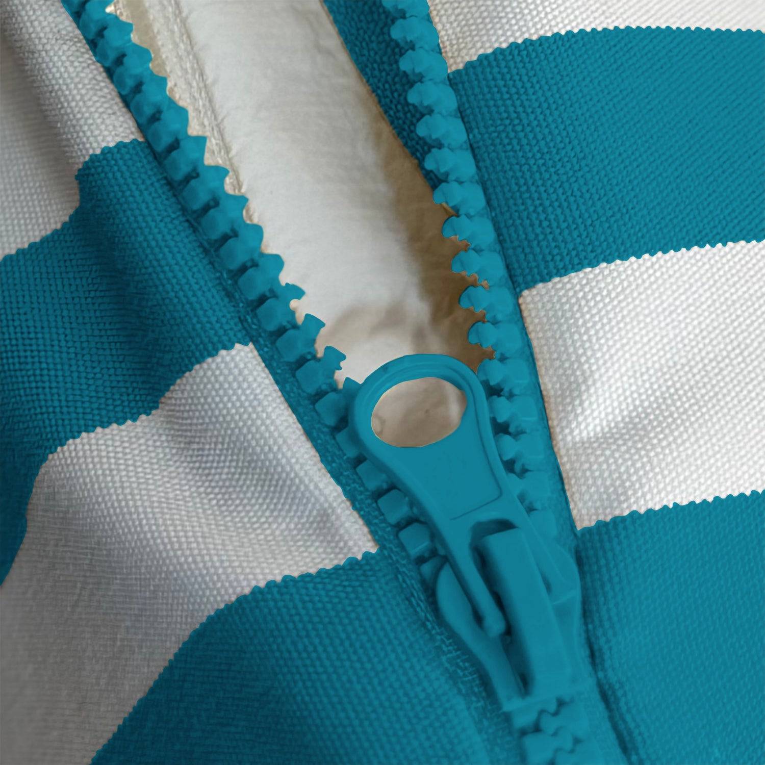 Coussins pour salon de jardin déhoussable 100x50cm Rayure turquoise - Déco arts - Image 4