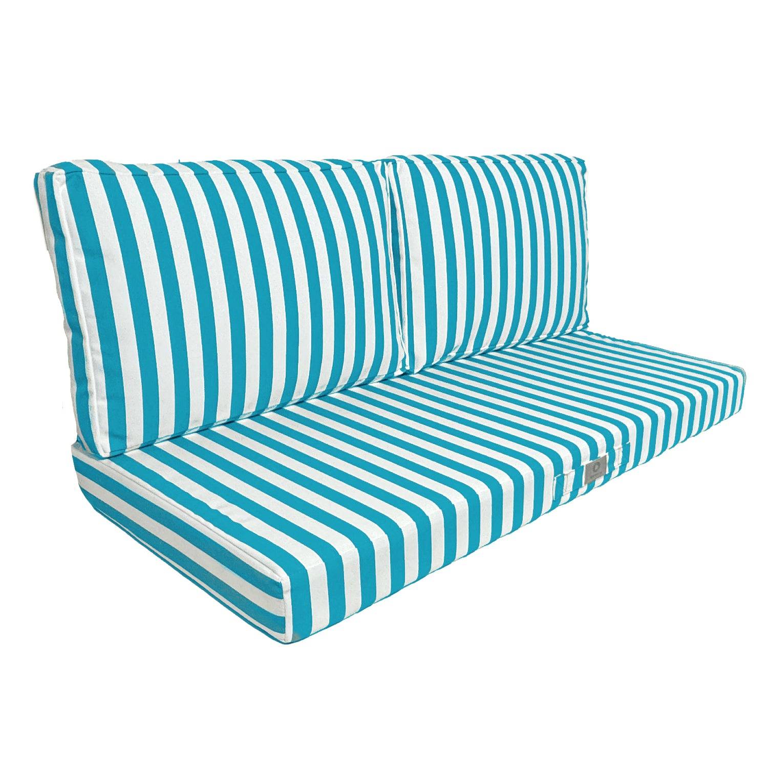 Coussins pour salon de jardin déhoussable 100x50cm Rayure turquoise - Déco arts - Image 1