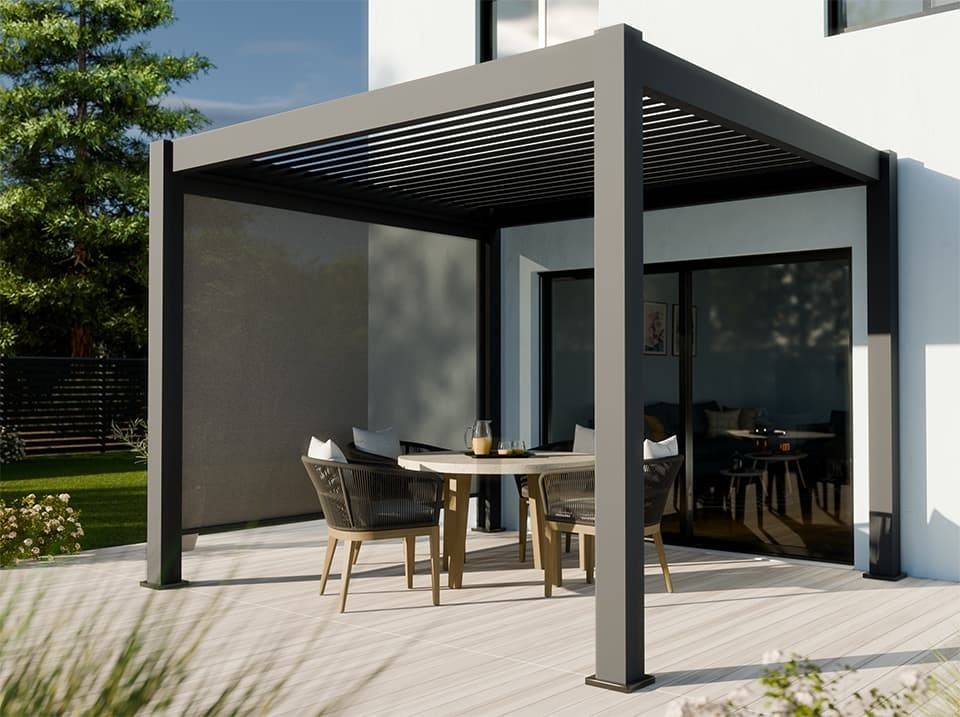 Direct Abris - Pergola Bioclimatique Autoportée AURORA - 3x3 m – Gris Anthracite