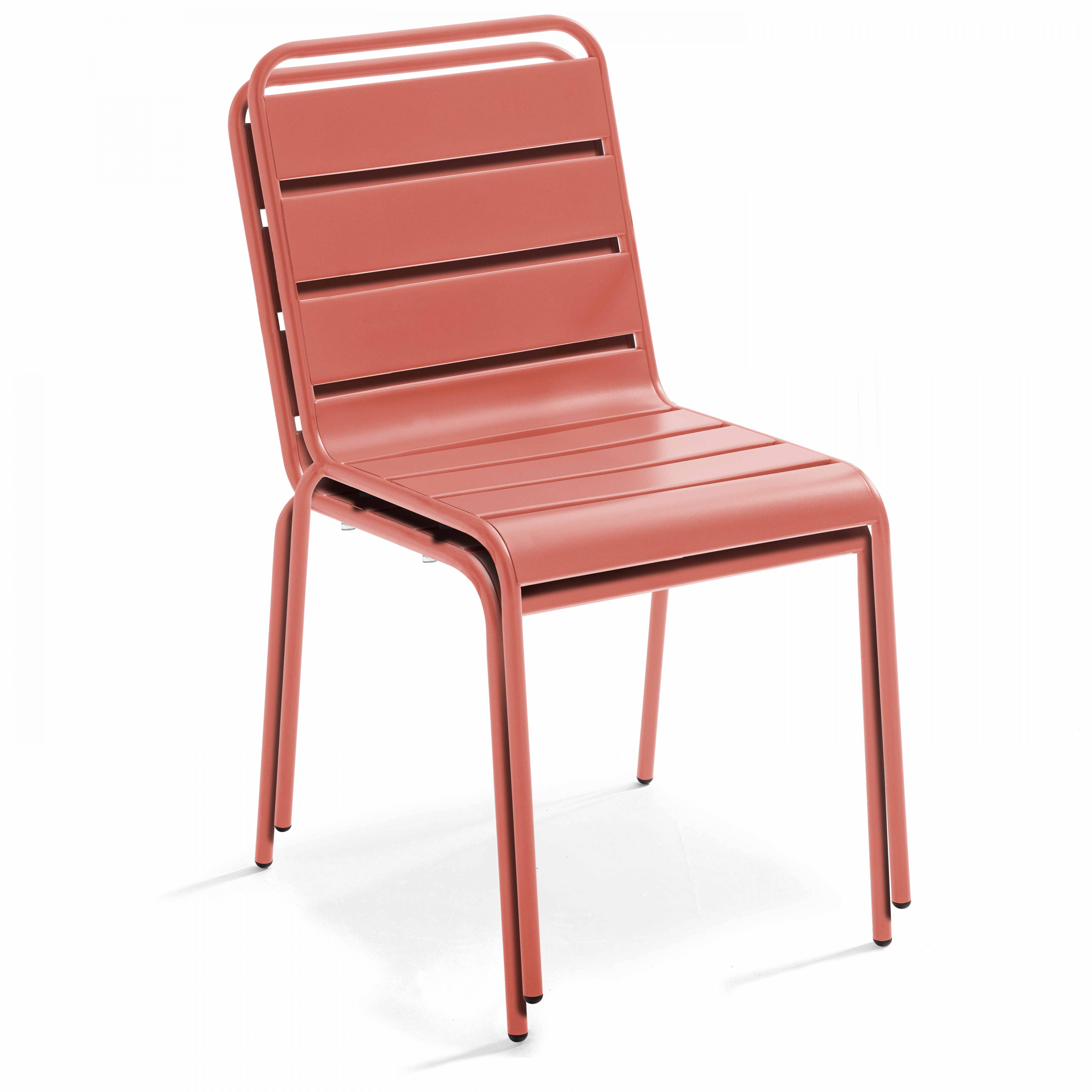 Oviala - Ensemble table de jardin ronde et 4 chaises en métal argile Palavas - Oviala - Imagen 5