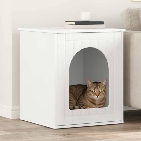 Niche Carrée Chat Bois Repos Blanc 62cm pour Chat Lumineux Optimisé - ComfortXL Outdoor Living - Image 1