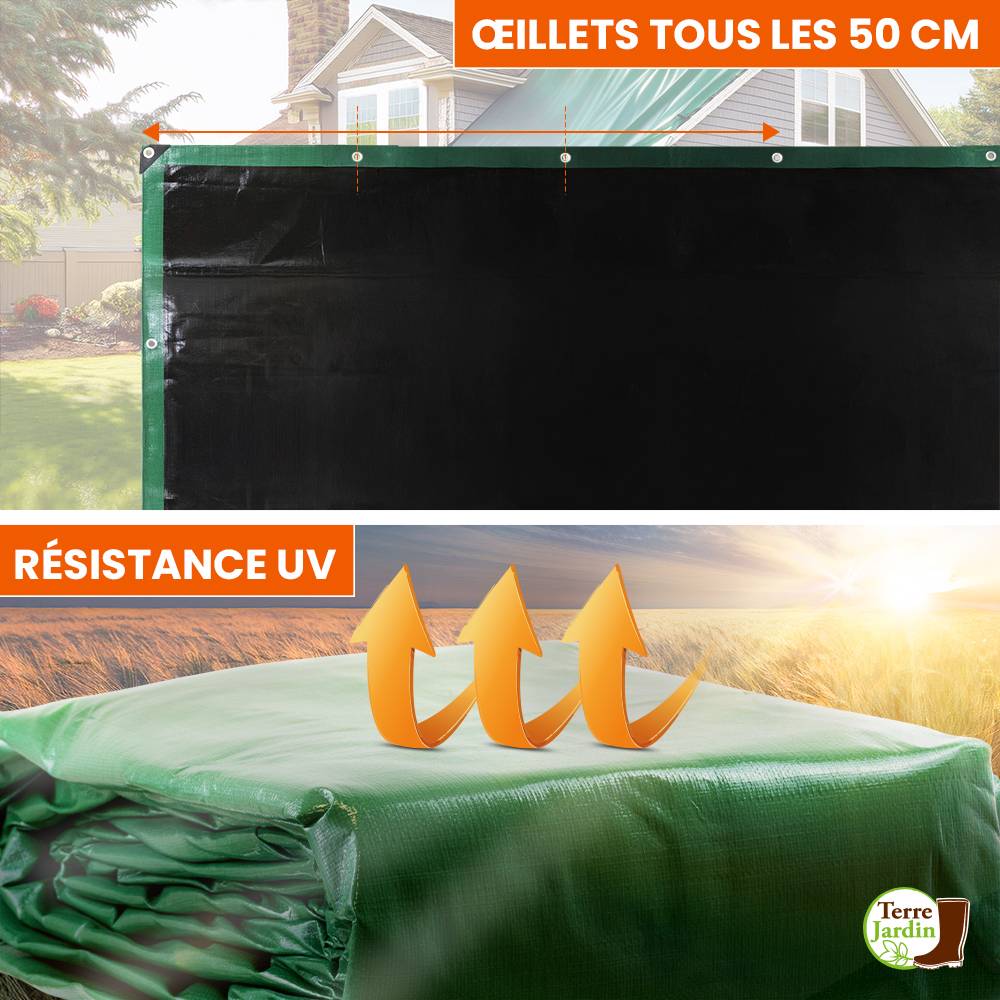 Bâche épaisse ultra résistante 240 g/m2 2 x 3 Vert - Image 4