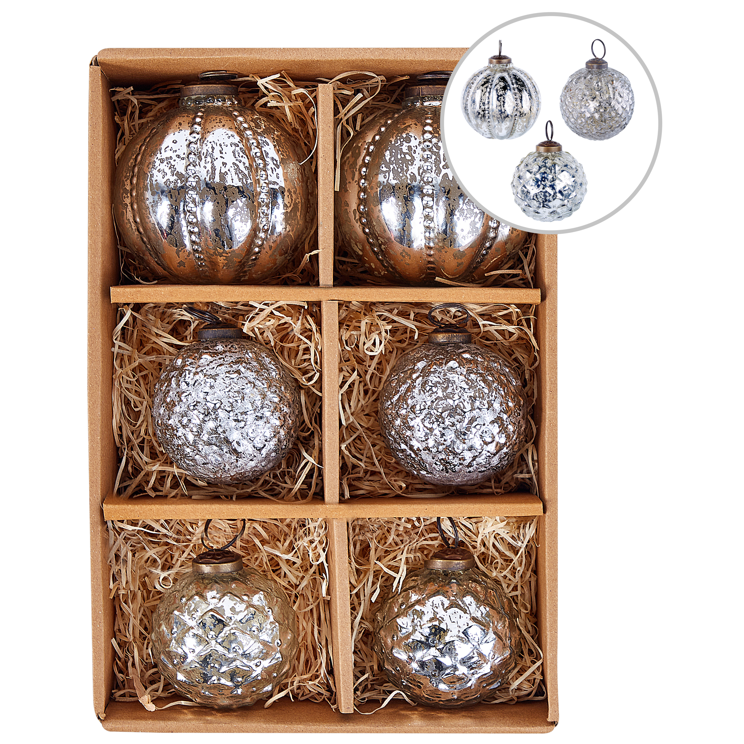 Beliani - Boules de Noël Verre Argenté ARGENTIN - Beliani - Imagen 2