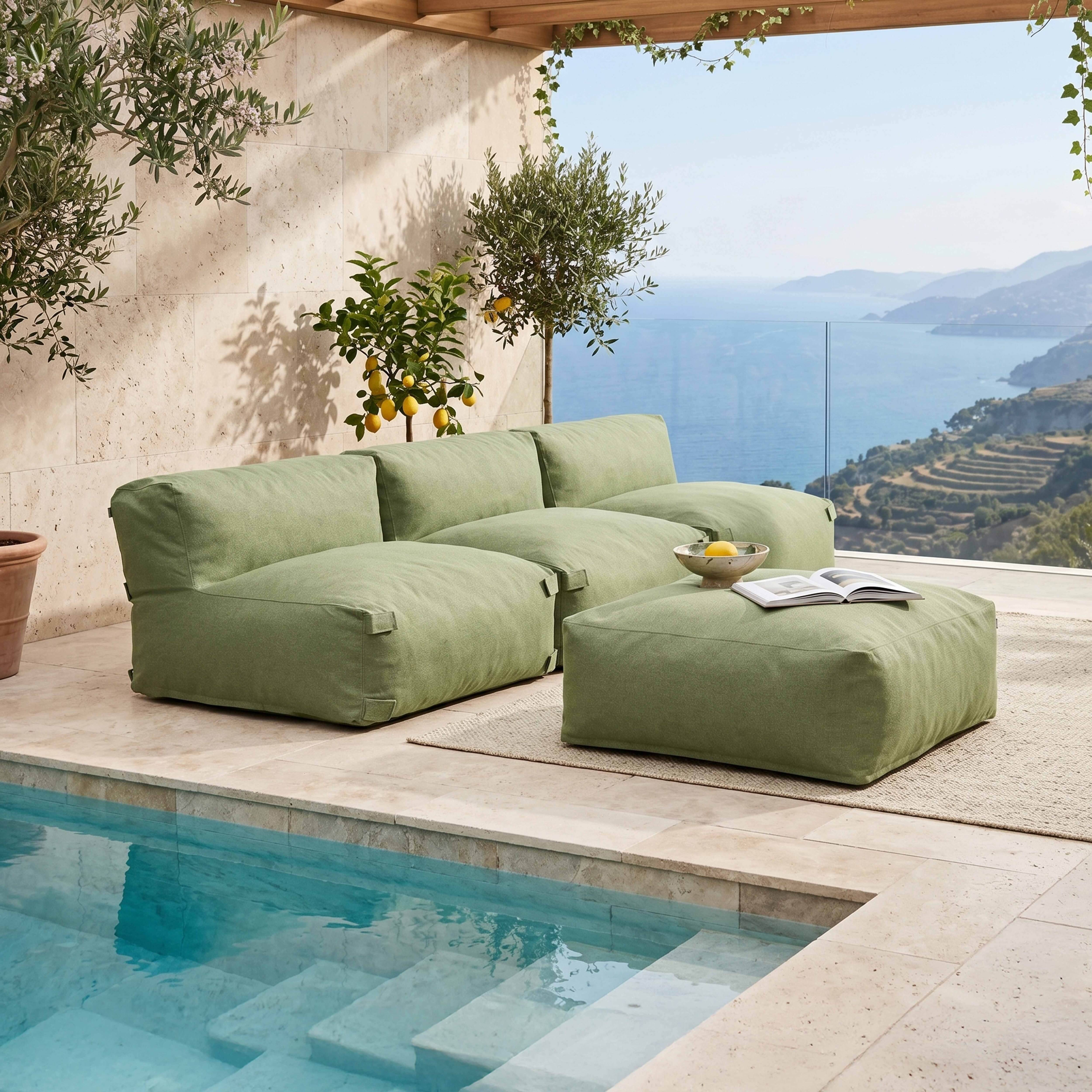 Oviala - Canapé de jardin modulable 4 places vert cactus Mixi - Oviala - Imagen 1