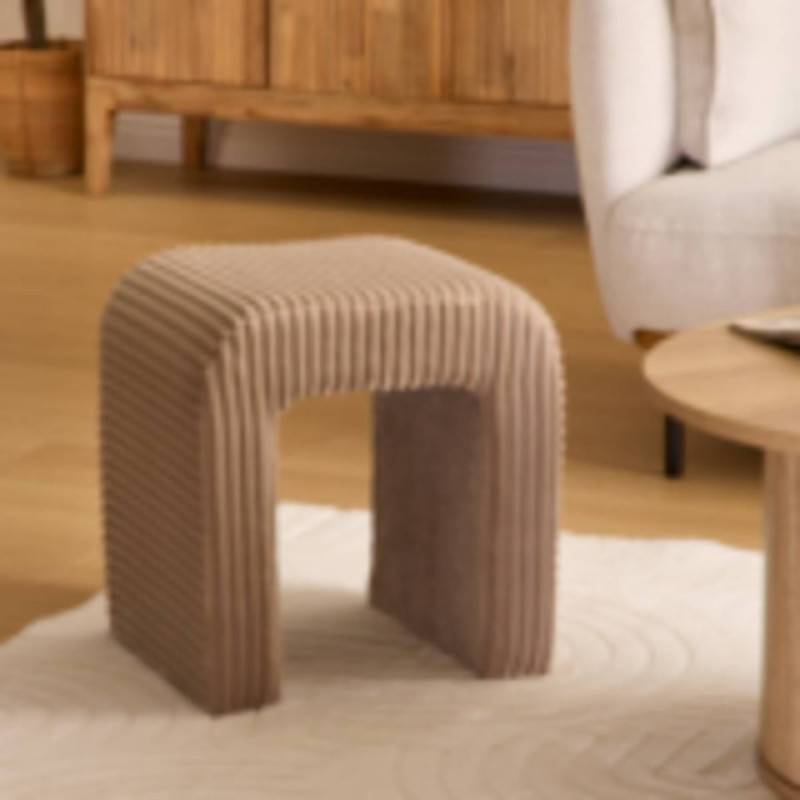 Atmosphera - Pouf velours côtelé Sevi beige Atmosphera - Image 2