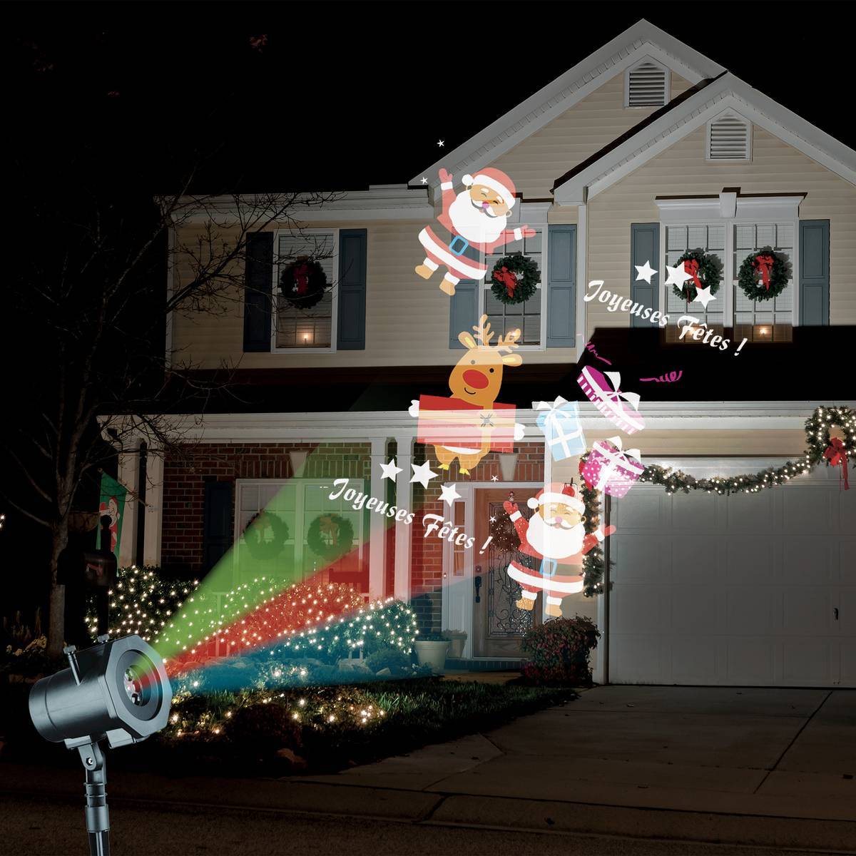 Fééric Lights & Christmas - Projecteur lumineux à 6 films 4 LED avec timer extérieurblanc froid - Feeric Lights & Christmas - Imagen 4