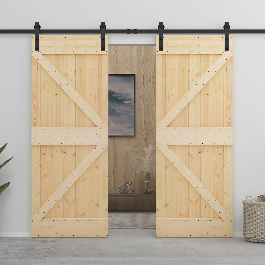 Vidaxl - Porte coulissante et kit de quincaillerie 100x210 cm Pin massif - vidaXL - Imagen 2