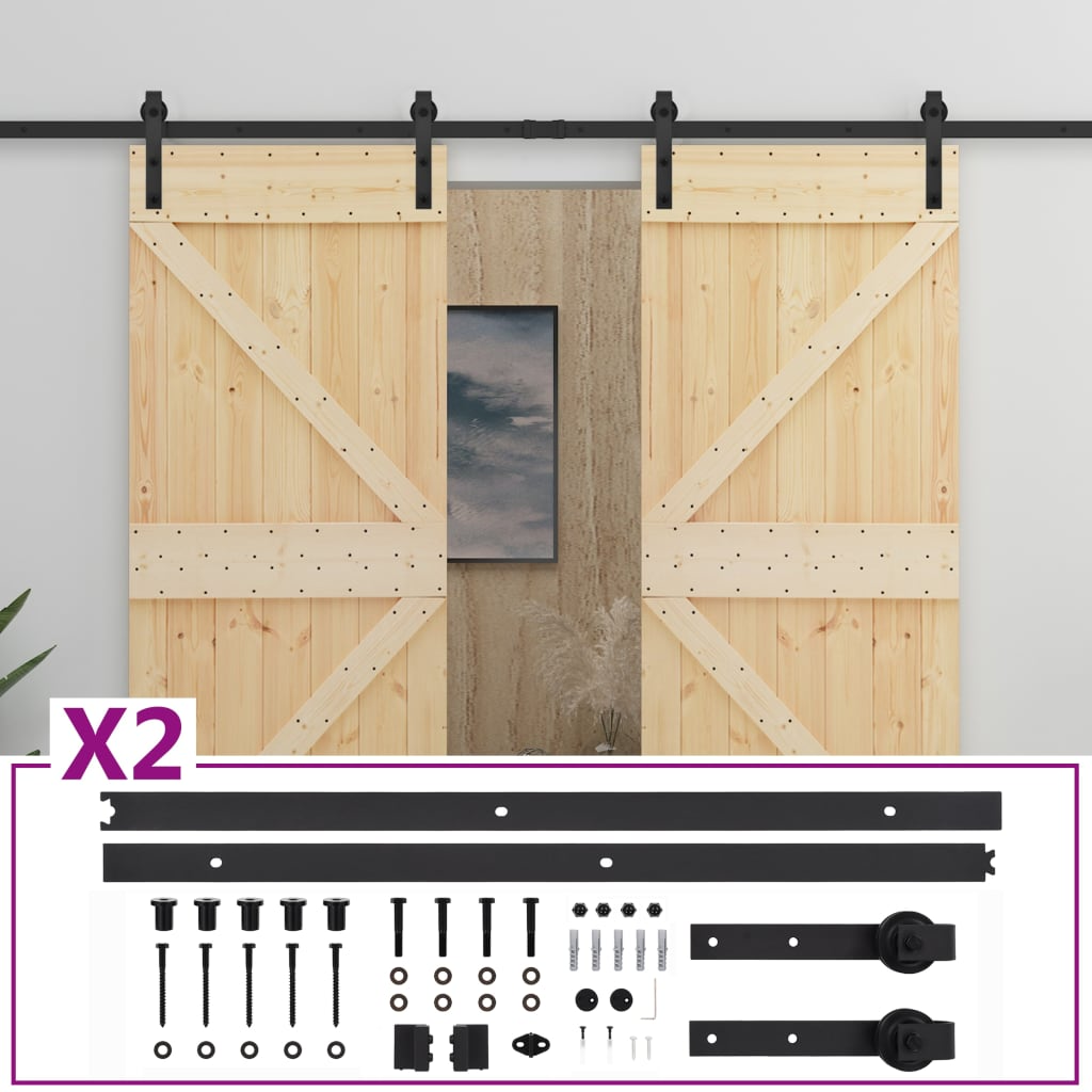 Vidaxl - Porte coulissante et kit de quincaillerie 100x210 cm Pin massif - vidaXL - Imagen 1