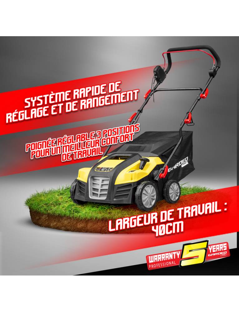 Gardeo Pro - Scarificateur émousseur électrique 2 en 1 pour pelouse - 1800w - 40cm - GARDEO PRO - Image 4