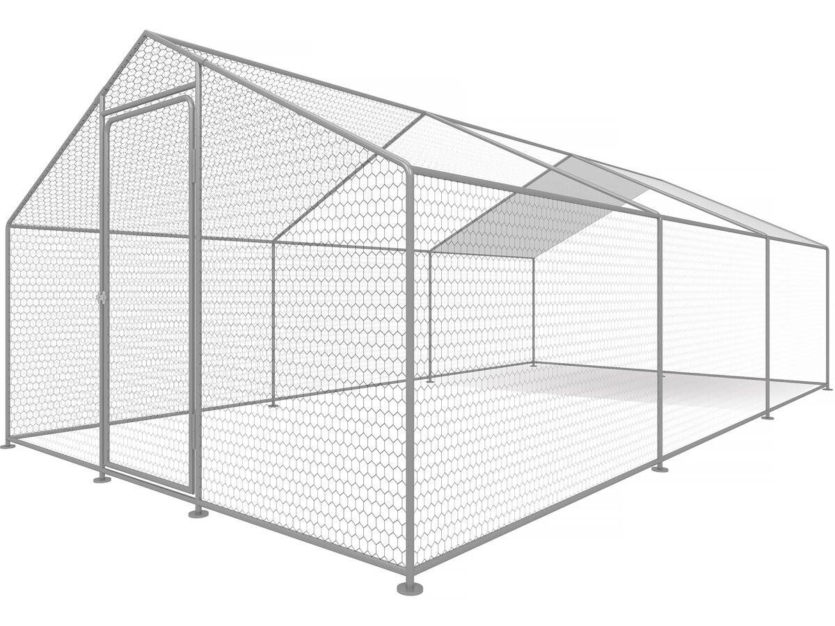 Enclos à Poules 18 M² Parc Grillagé 6 X 3 X 2 M Acier Galvanisé -habitat Et Jardin - Image 1