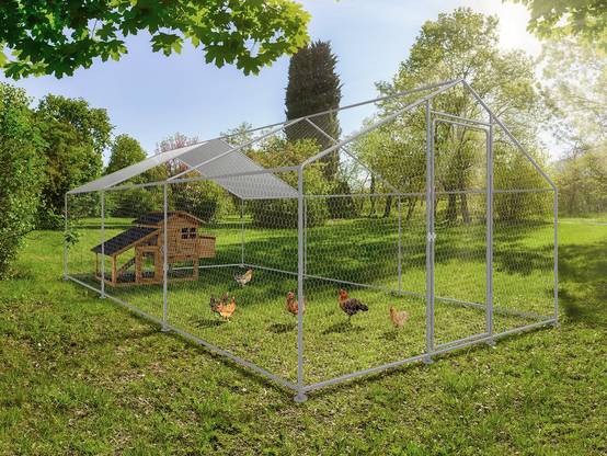 Enclos à Poules 18 M² Parc Grillagé 6 X 3 X 2 M Acier Galvanisé -habitat Et Jardin - Image 2