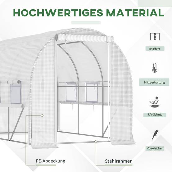 Sans Marque - Serre aluminium 6 fenêtres enroulables porte zippée acier inox 2,95x2x2 m serre jardin blanche robuste extérieure - Image 7