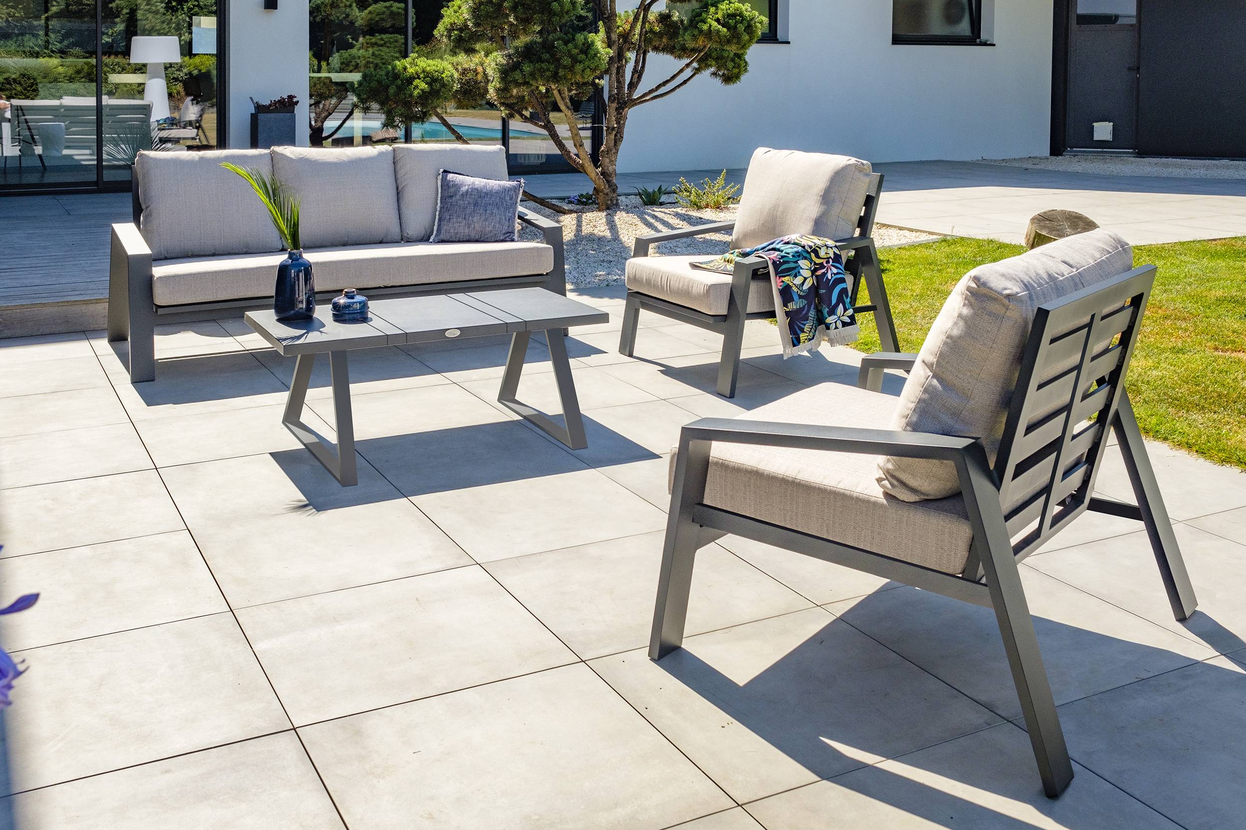 Salon de jardin 5 places en aluminium  - Gris anthracite - IBIZA - Image 1