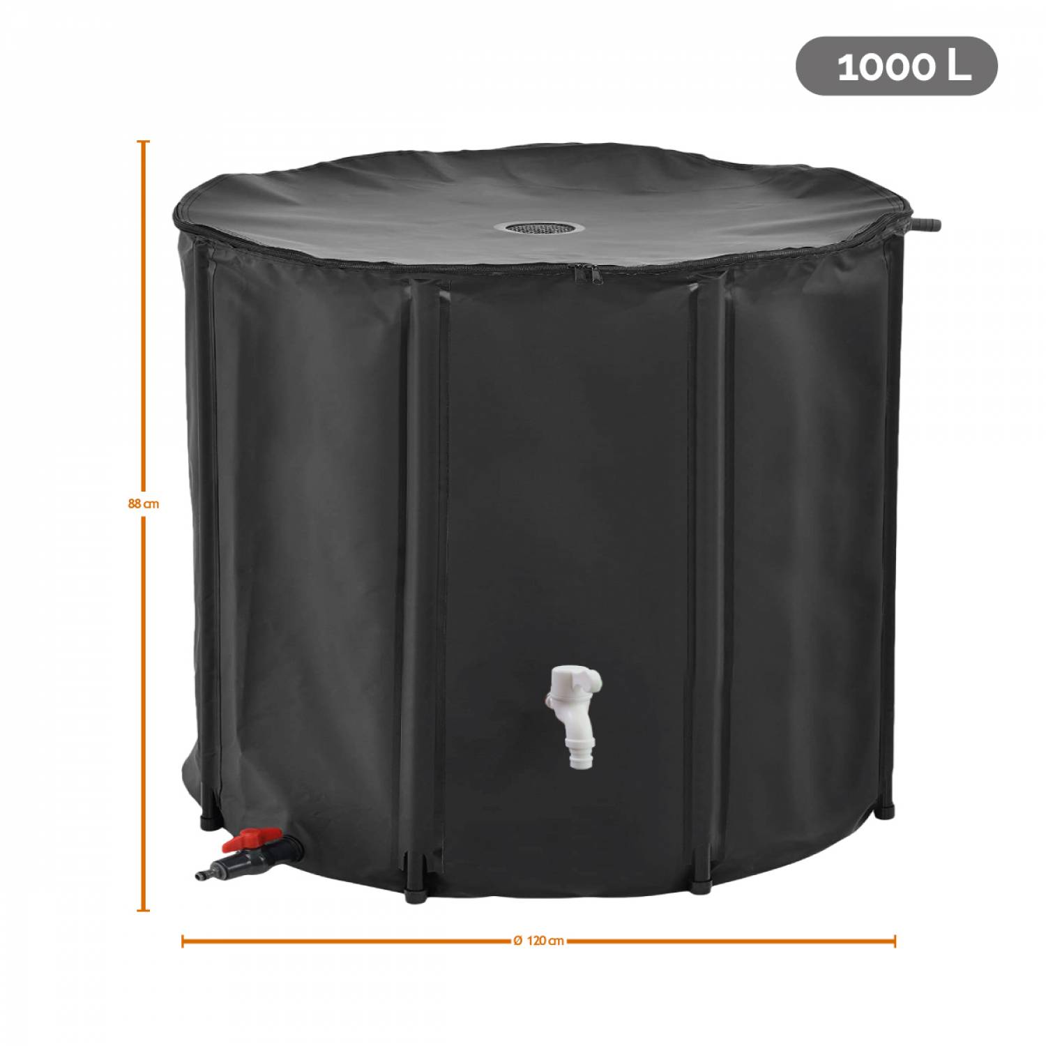 Linxor - Réservoir souple, récupérateur d'eau de pluie pliable - 1000 L - Noir - Linxor - Image 2